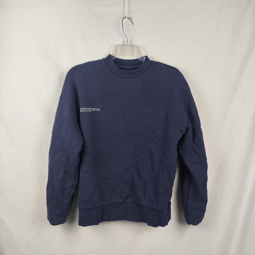 PANGAIA Sweatshirt Mens 2XS Blue Mock Neck Peppermint Graphic Fleece Pullover
